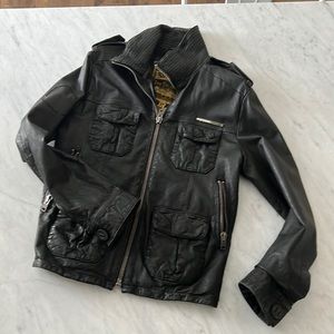 Mens Superdry moto jacket size medium black leather barely worn